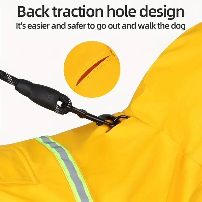 Hign-concerned Dog Hooded Raincoat Reflective Cape Style PU