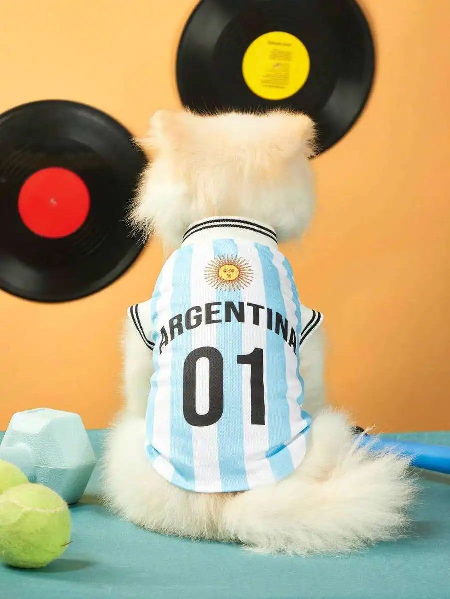 Mexican National Team Style Pet Jersey With Striped English Number Print