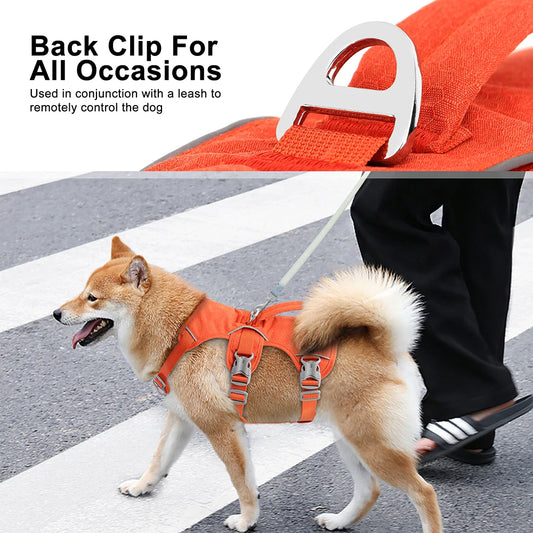 Reflective Nylon Dog Harness With Handle Adjustable Vest