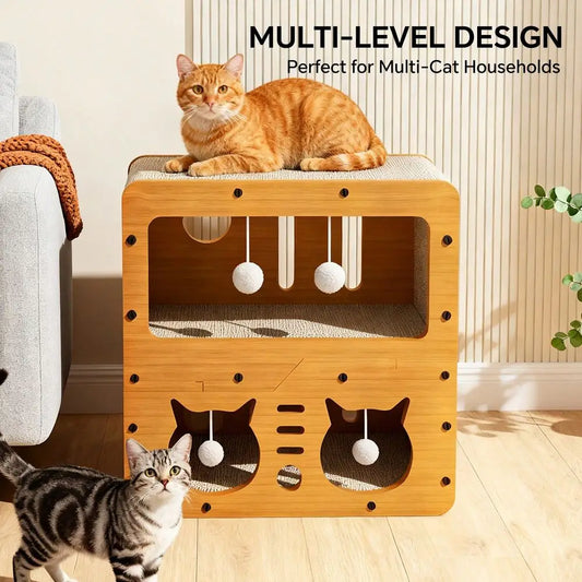XMSJ Two Story Cat Scratching And Sleeping Corrugated Cardboard