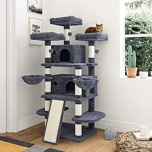 DAFIFY Large Cat Tree With Condo And Plush Perches Indoors