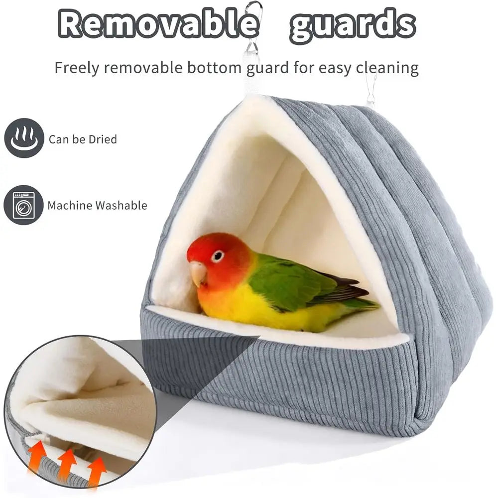 Cloud-Soft Winter Warm Bird Bed Cage With Plush Hammock Hut