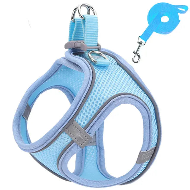 Reflective Cat Harness And Leash Set Adjustable For Cats And Small Dogs
