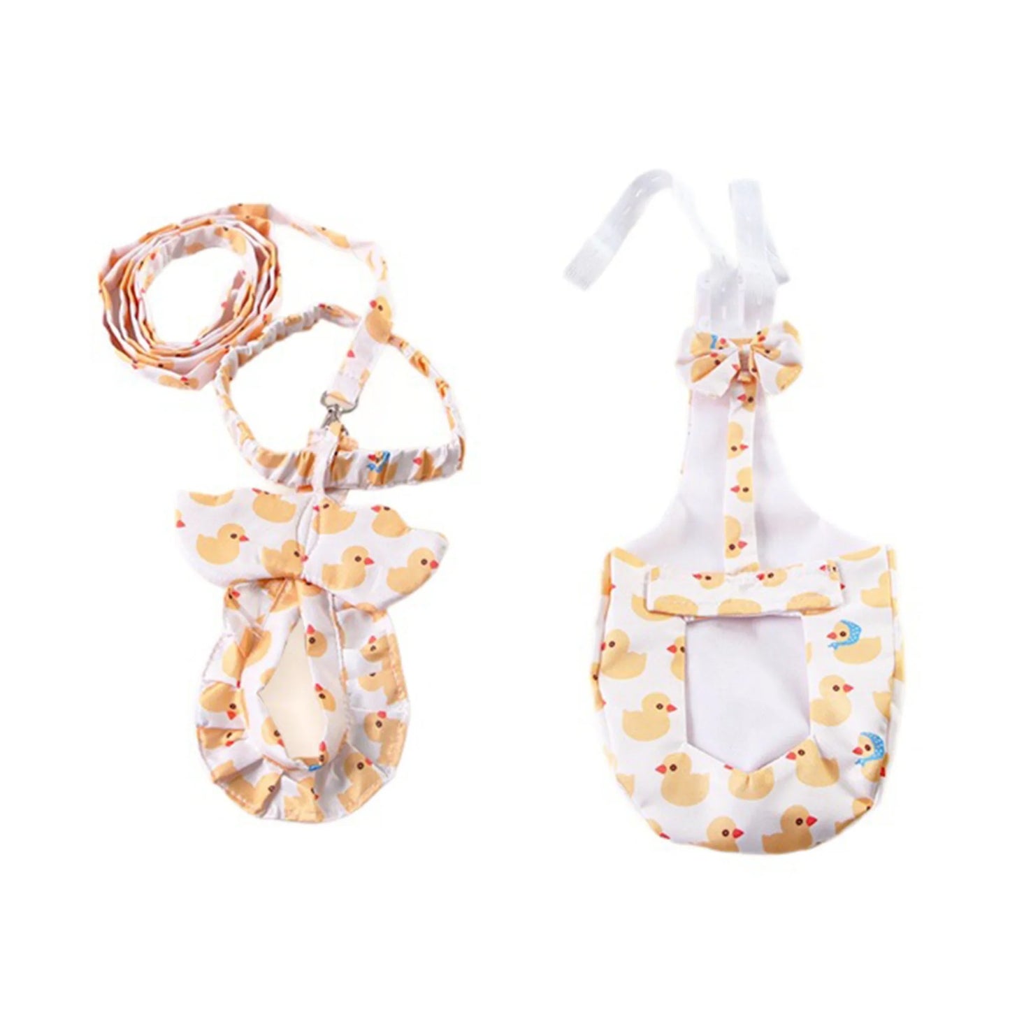 Pet Goose Harness and Diaper Set with Duck Print 2Pcs