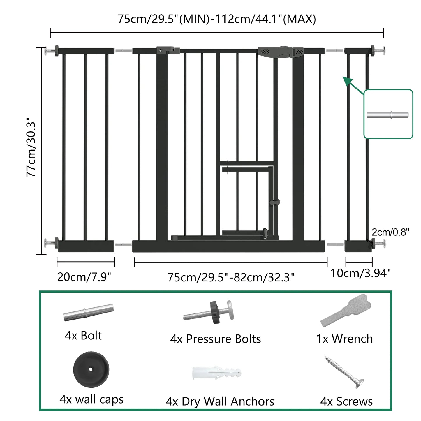 Walk Through Baby Gate With Cat Door For Stairs Safety