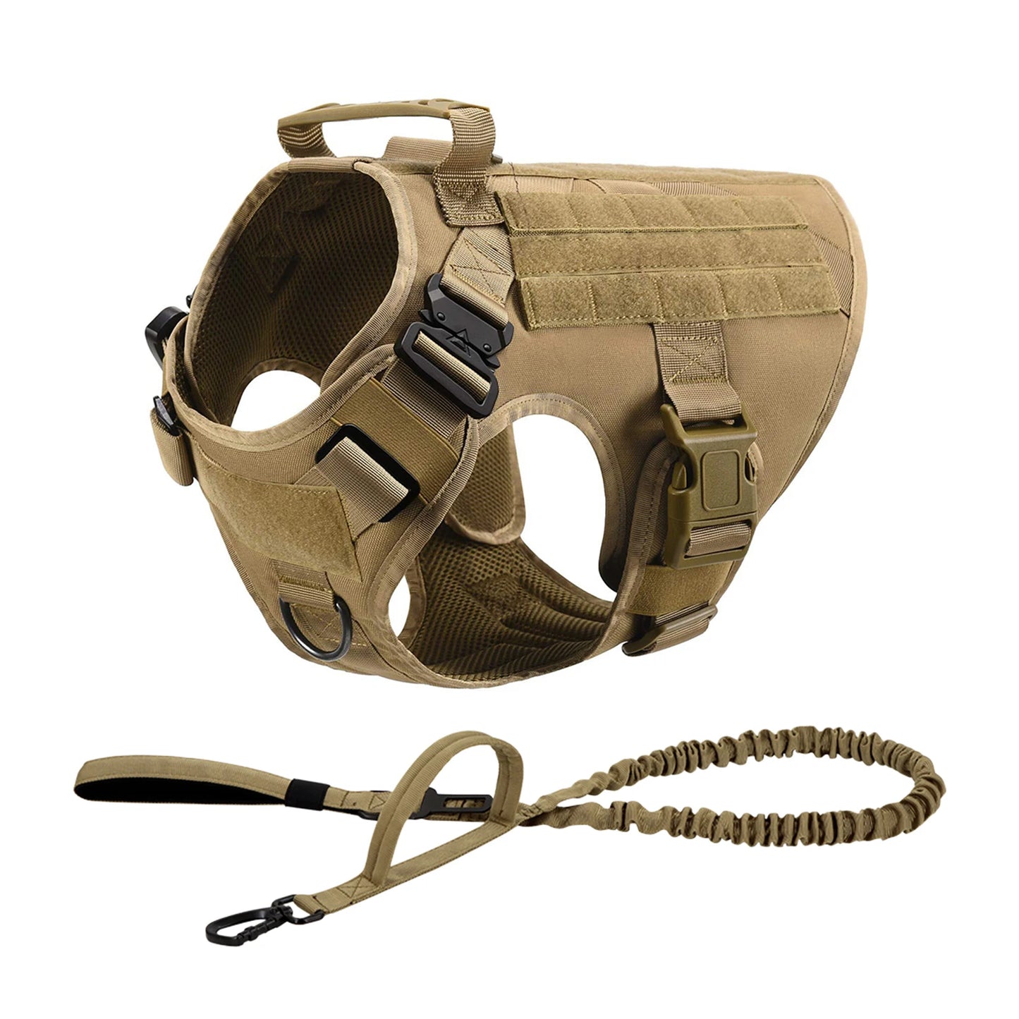 Nylon Tactical Dog Harness With Molle Pouches For Medium To Large Dogs