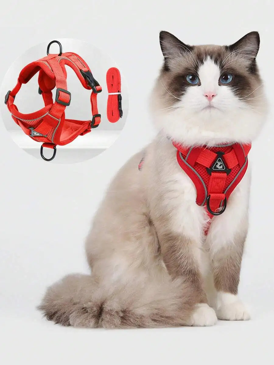 Reflective Pet Harness and Leash Set for Cats and Dogs