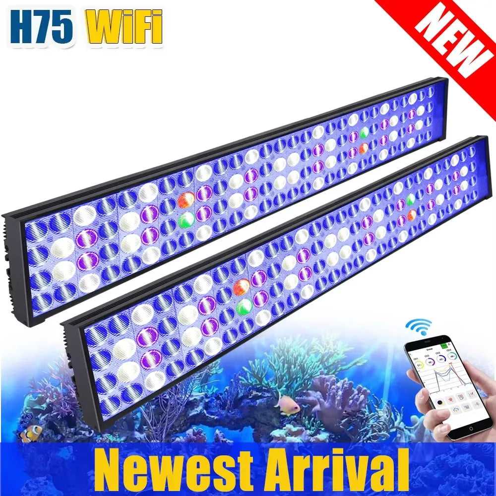 PopBloom WiFi LED Aquarium Light Full Spectrum for Marine Reef Tanks