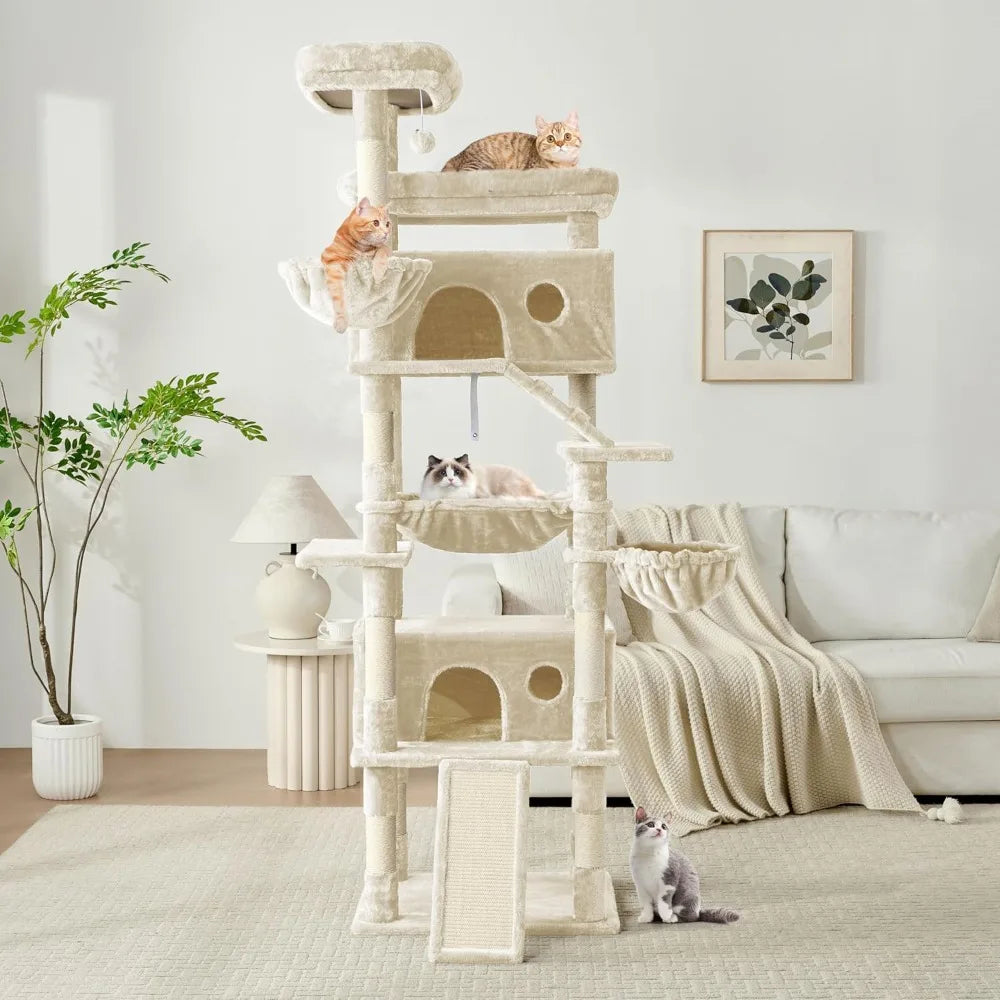 HUANZHUANG Cat Tree Tower With Hammock And Scratching Posts