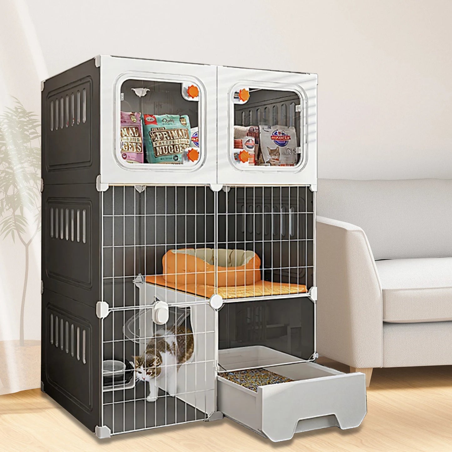 Indoor Cat Crate Catio With Bed DIY Metal Wire Kennel