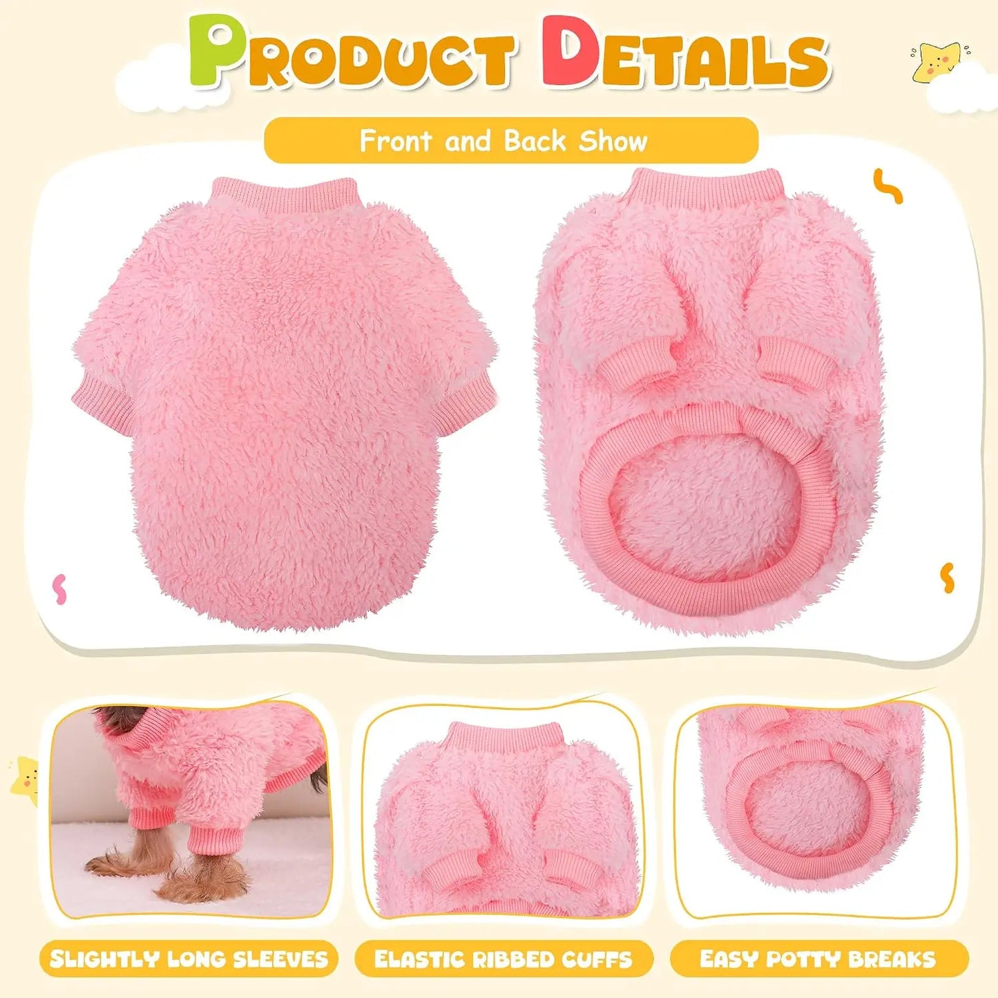 Small Dog Fleece Sweater Pullover Warm Winter Outfit For Teacup Breeds