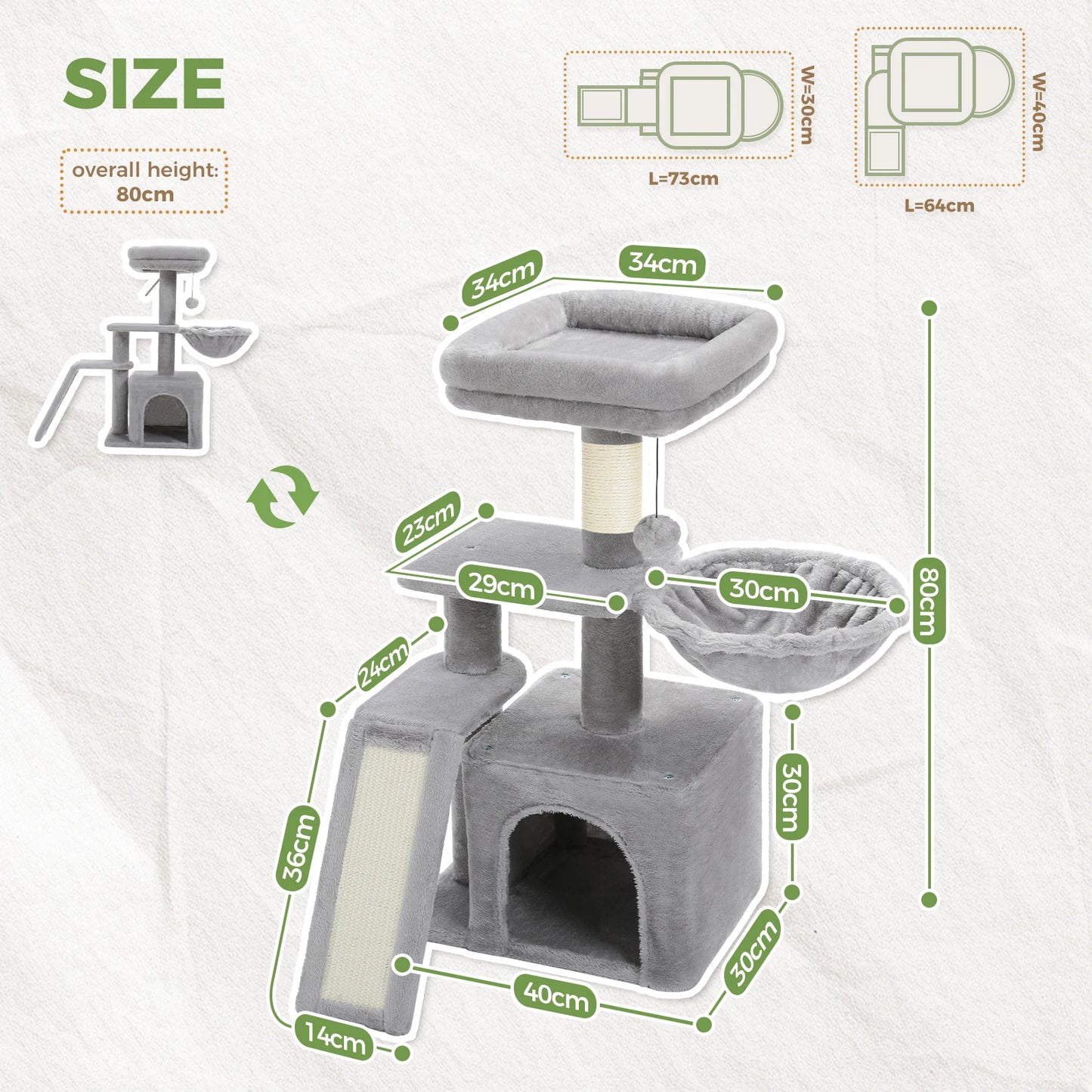 PAWZ Road Cat Tree Tower Three Tier Activity and Scratching
