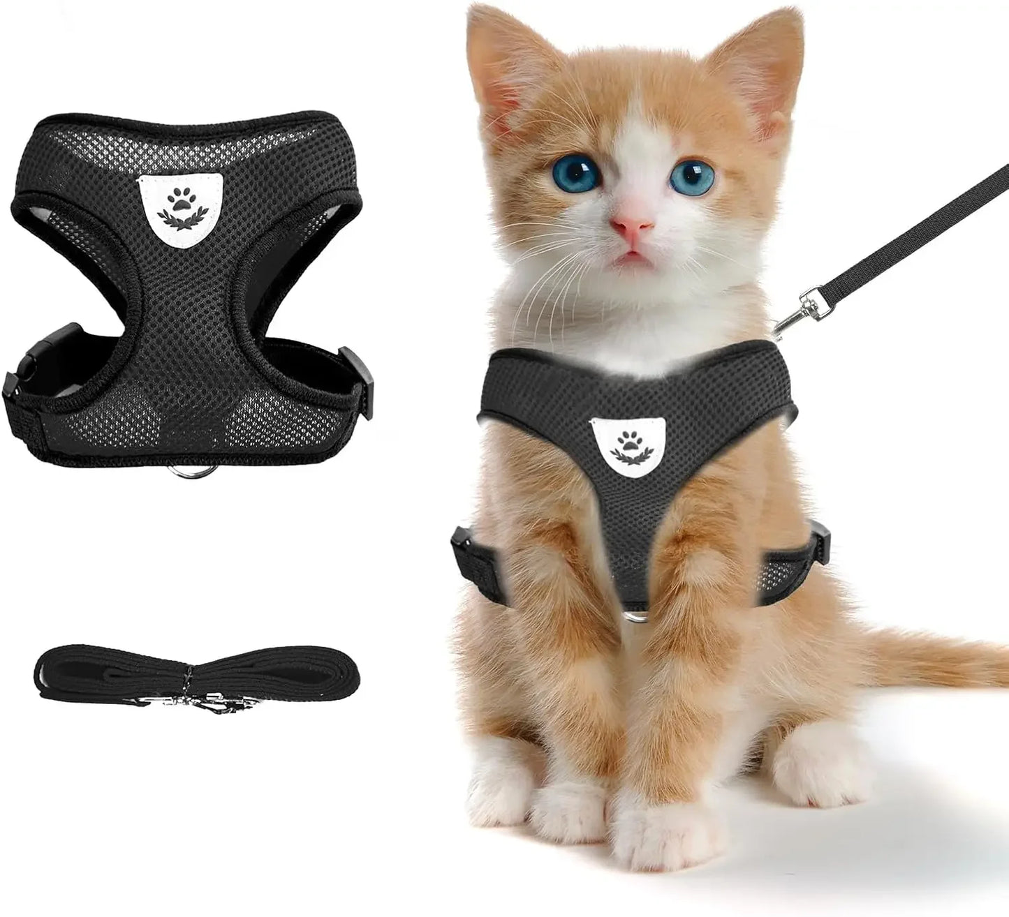 NONECN Cat Chest Harness And Leash Set Summer Mesh Anti Escape Adjustable