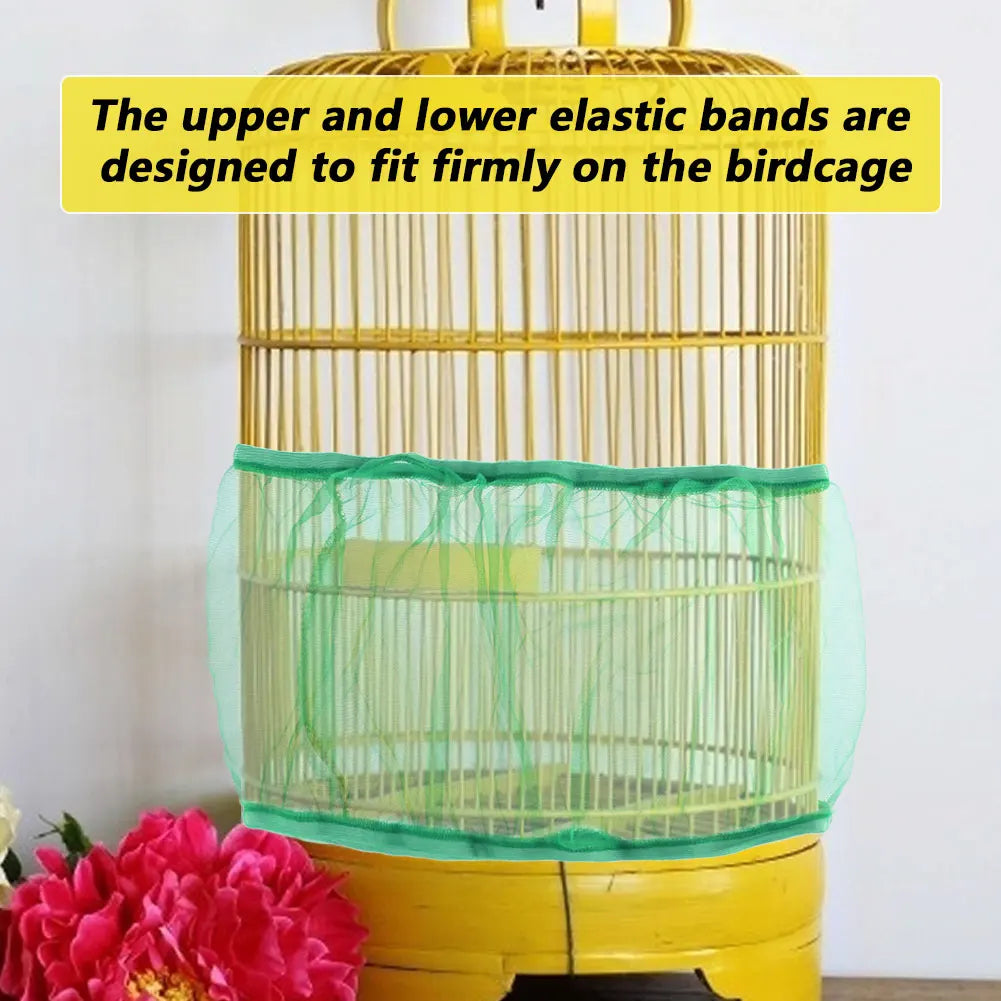 Nylon Mesh Bird Cage Cover For Parrot Dustproof Seed Catcher Net