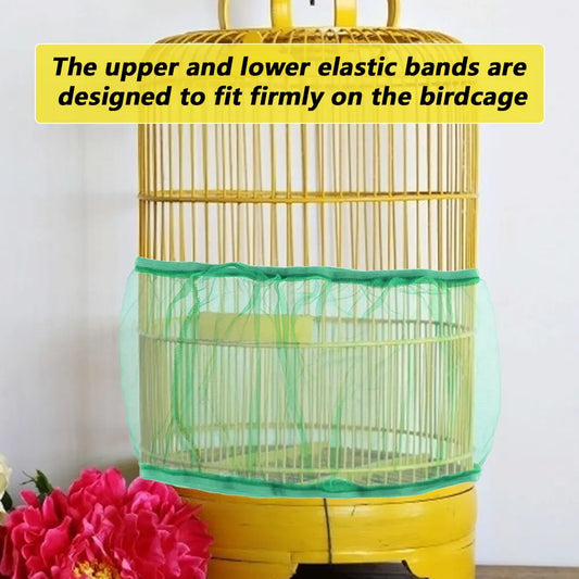 Nylon Mesh Bird Cage Cover For Parrot Dustproof Seed Catcher Net