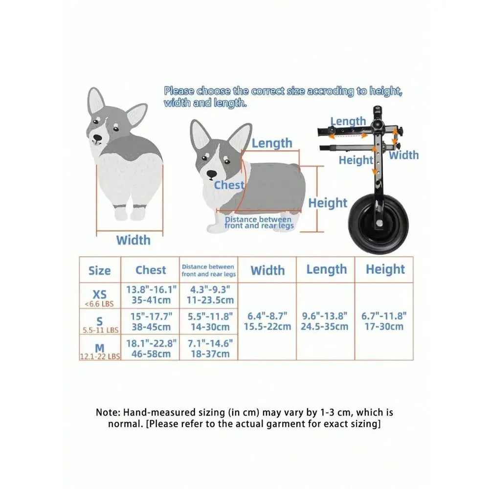 XMSJ Adjustable Lightweight Dog Wheelchair With Rear Leg Support