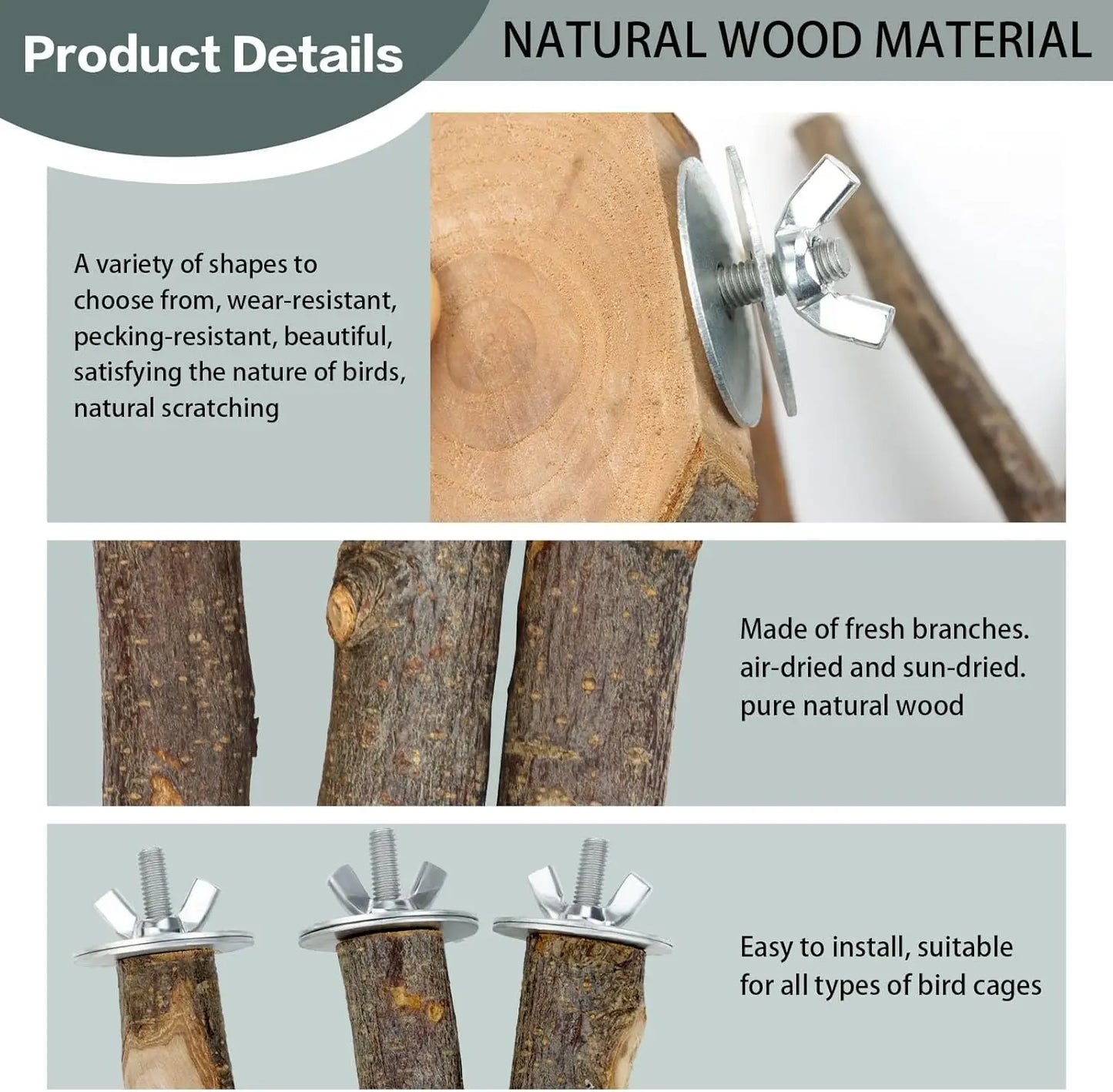 Zhejiang Hign Natural Wood Bird Perches Multi Branch Cage Stand Parakeets Budgies