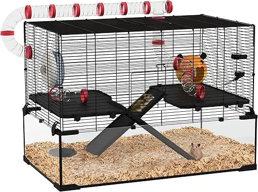 Gap Extra Large Hamster Cage With Tube Tunnel For Dwarf Hamsters Rats And Gerbils Deep Glass Bottom