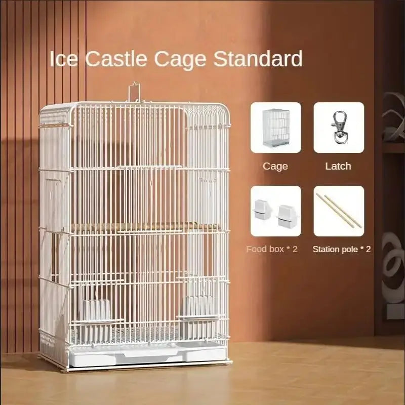Wrought Iron Bird Cage Parrot Carrier Removable Tray