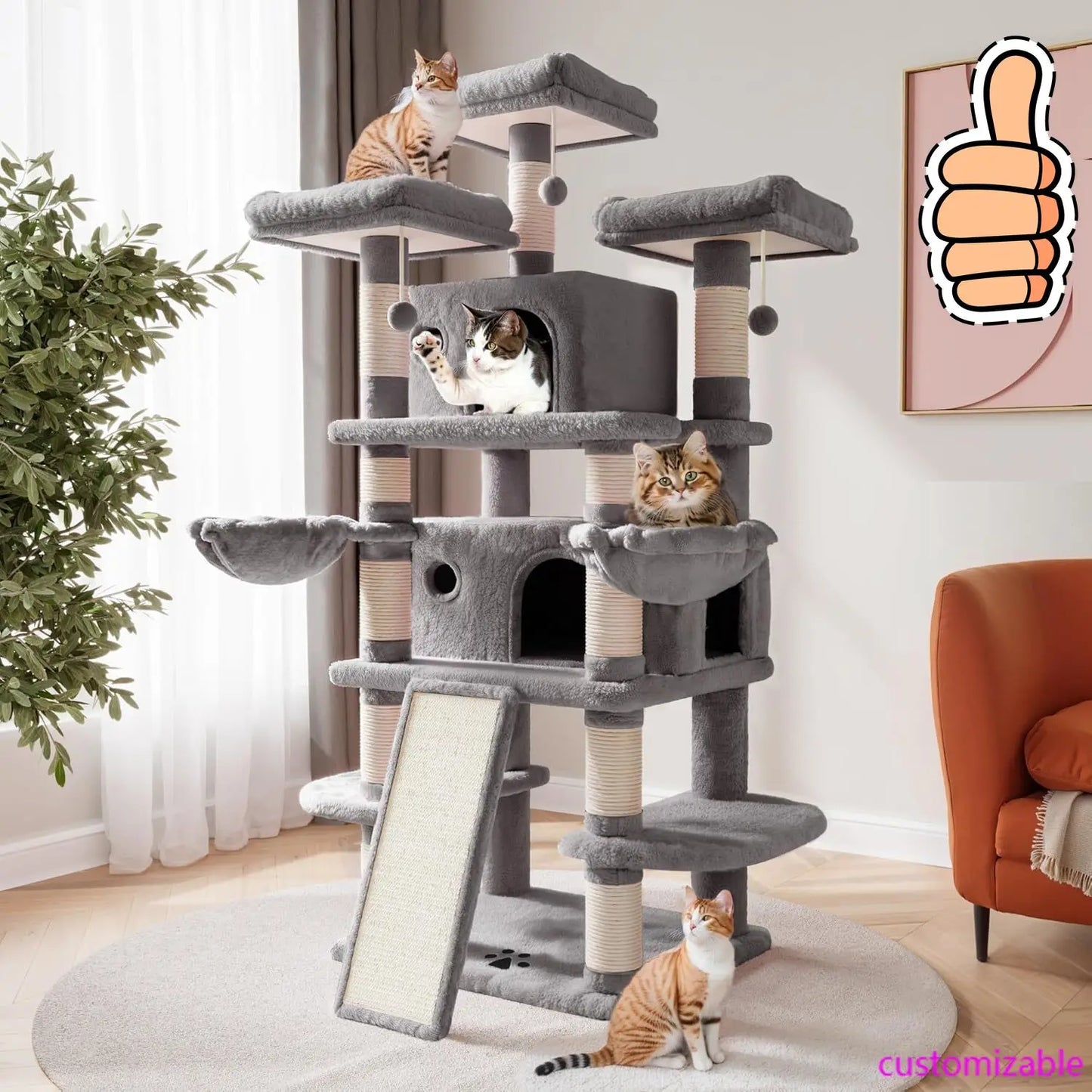 XMSJ Multi Level Cat Tree For Large Cats With Condo