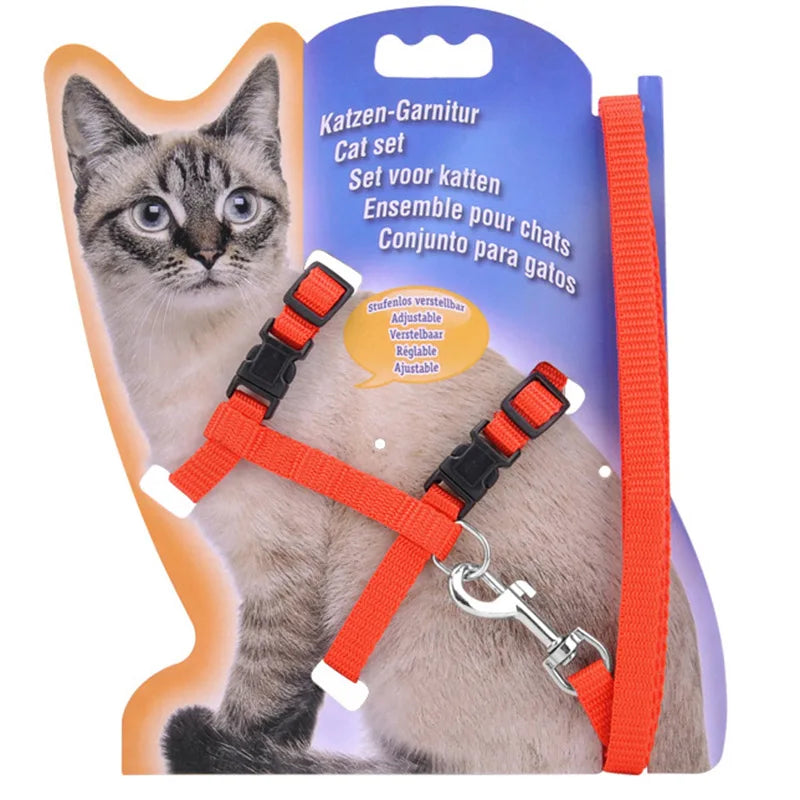 Adjustable Cat Collar Harness Leash Set Nylon For Cats