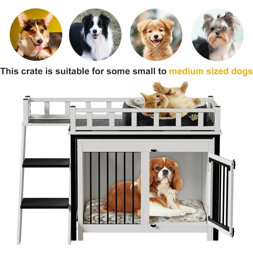 Hign-concerned Loft Style Heavy Duty Dog Crate With Double Doors