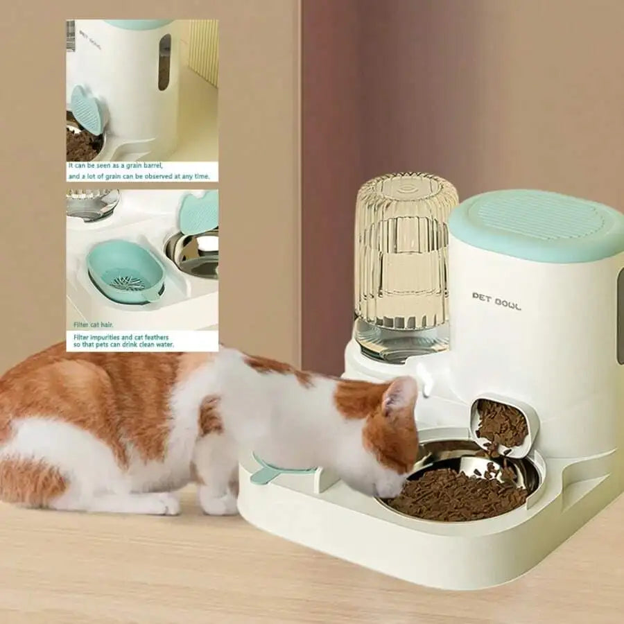 Two In One Automatic Cat Water Dispenser And Feeding Station
