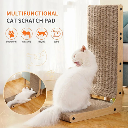 Cat Scratching Board L Shaped Wall Mounted Vertical Indoor Toy With Ball