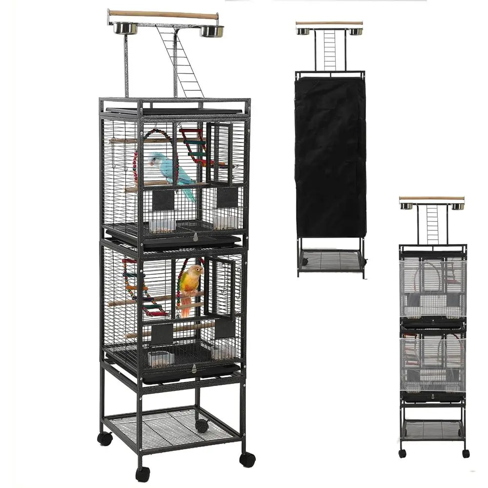 Double Parakeet Cage Stackable Divider For Medium Birds