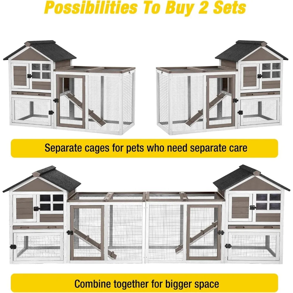 Outdoor Rabbit Hutch With Indoor Living And Pullout Tray