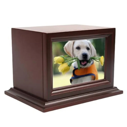 Wooden Pet Memorial Keepsake Urn For Dogs And Cats Photo Box Cremation