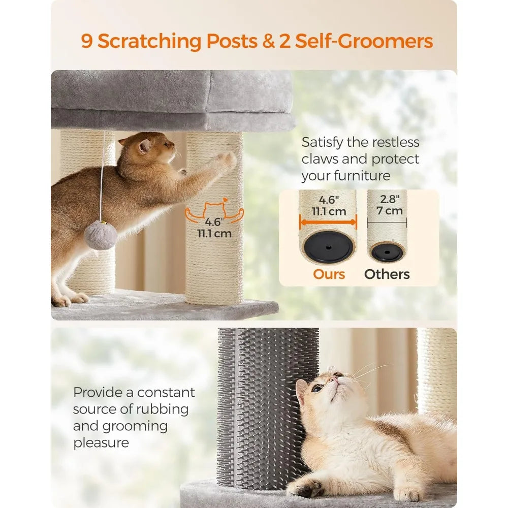Feandrea Large Cat Tree Tower With Self Warming Pads