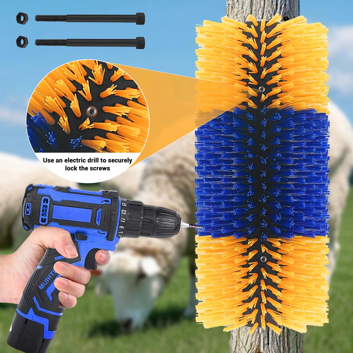 TWISTER.CK Livestock Scratch Brush Kit for Horse and Cattle
