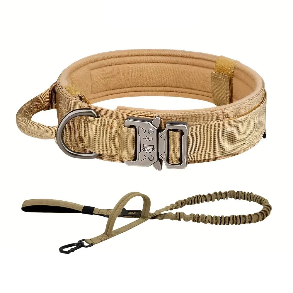 Adjustable Tactical Dog Collar And Leash Set Training Control Handle