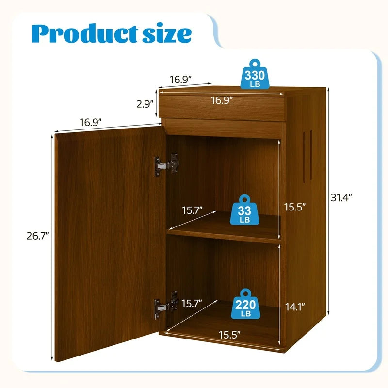 Aquarium Stand With Storage Cabinet, Adjustable Shelves And Power Outlets