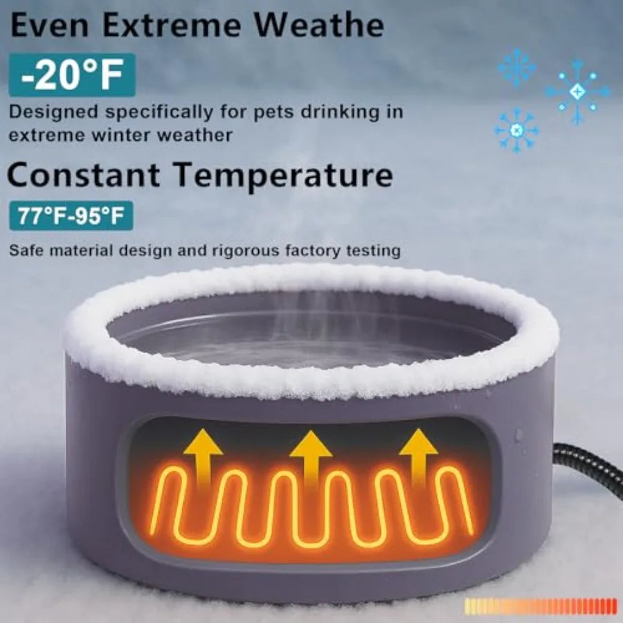 Pet Heated Water Bowl For Dogs And Cats With Chew Resistant Power Cord