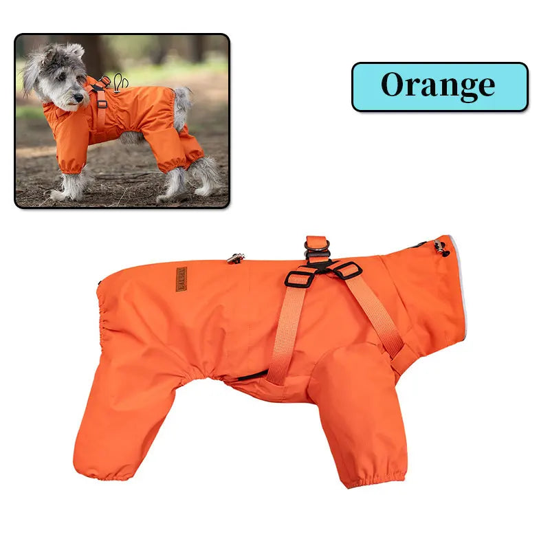 NONE Dog Raincoat With Harness Waterproof Jacket Reflective Strips