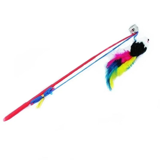 CN Guangdong Fishing Rod Cat Toy Colorful Mouse Feather Interactive