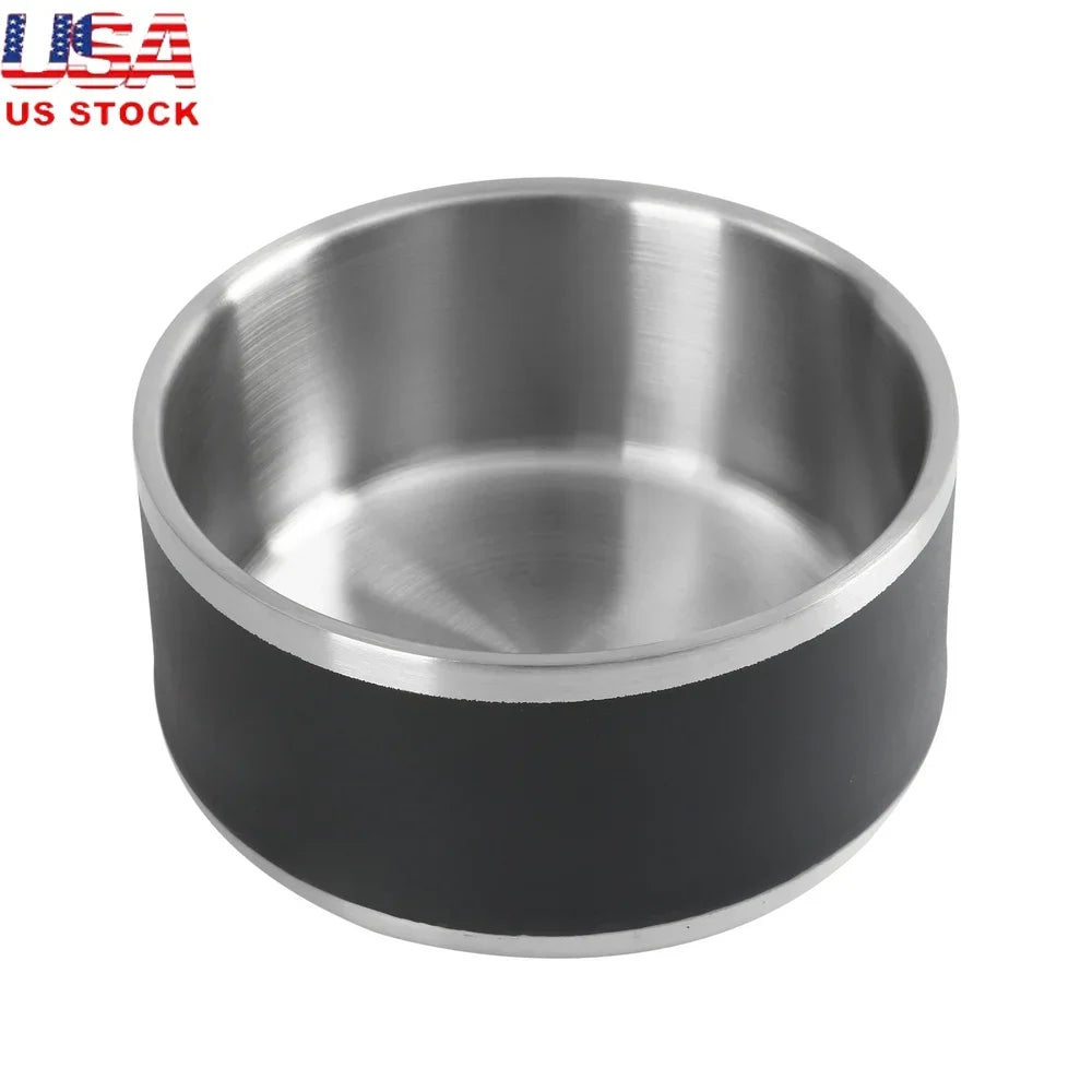 Stainless Steel Double Wall Dog Bowl Non Skid All Breeds
