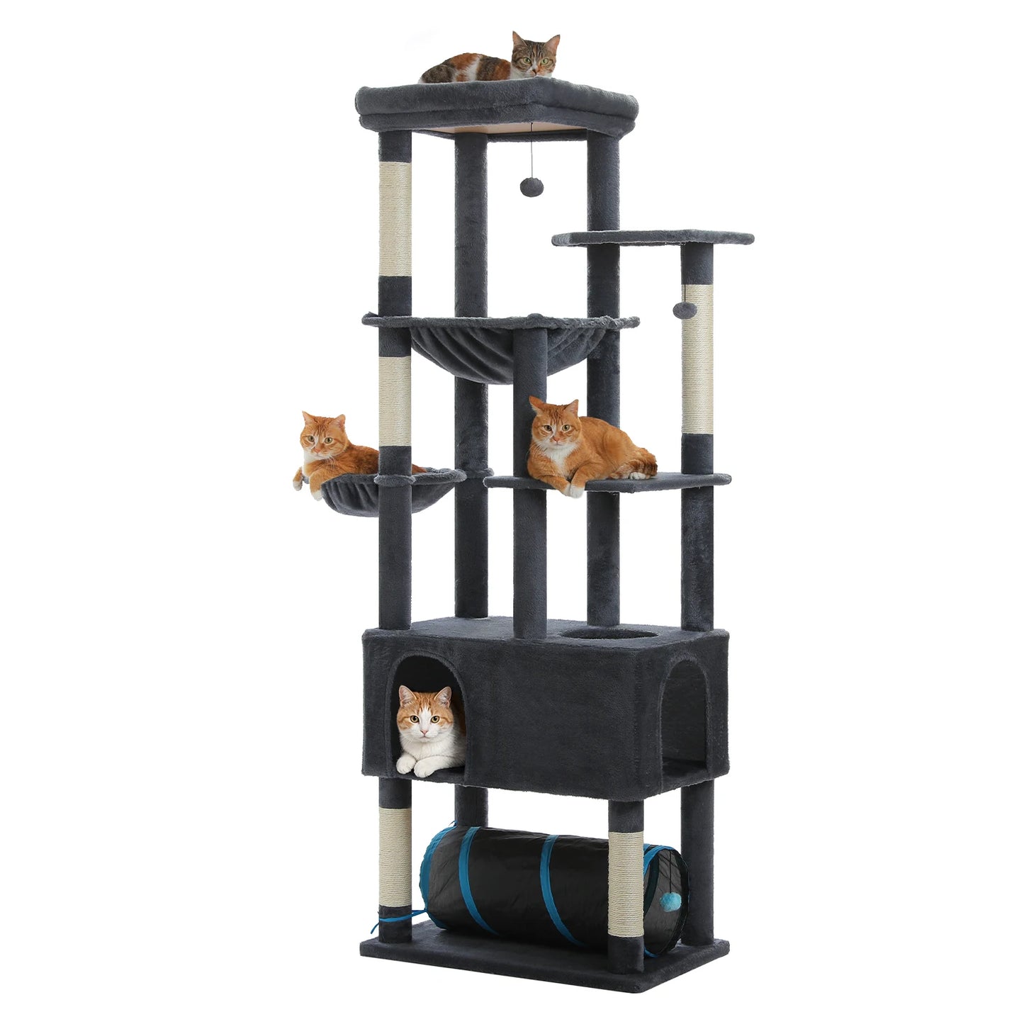 PAWZ Road Tall Cat Tree With Large Condo And Scratching Posts
