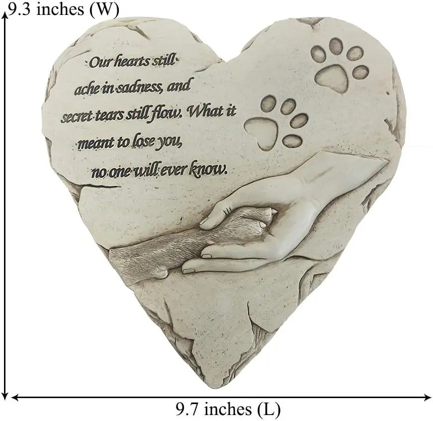 Heart Shaped Pet Memorial Stone for Dogs Garden Grave Marker