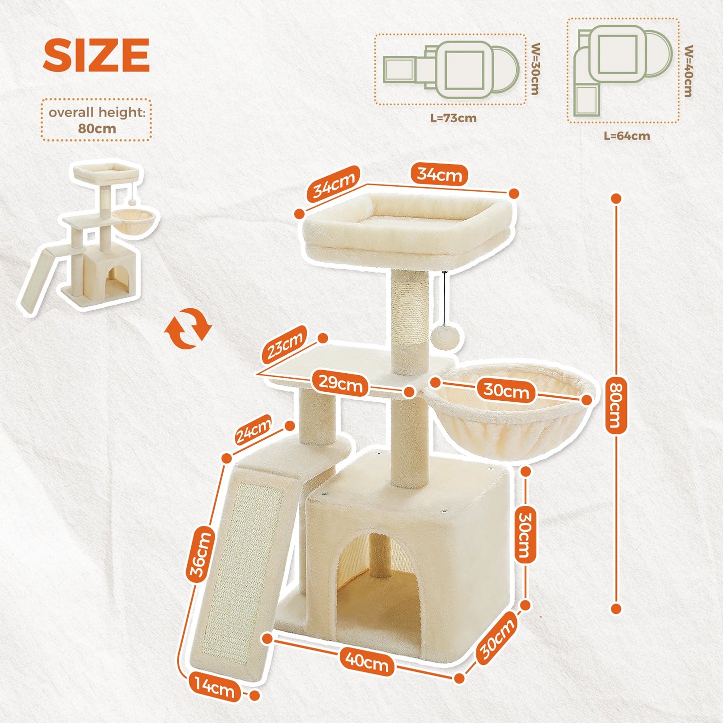 PAWZ Road Cat Tree Tower Three Tier Activity and Scratching