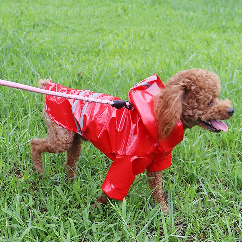 Waterproof Dog Raincoat With Hood PU Material For Dogs And Cats
