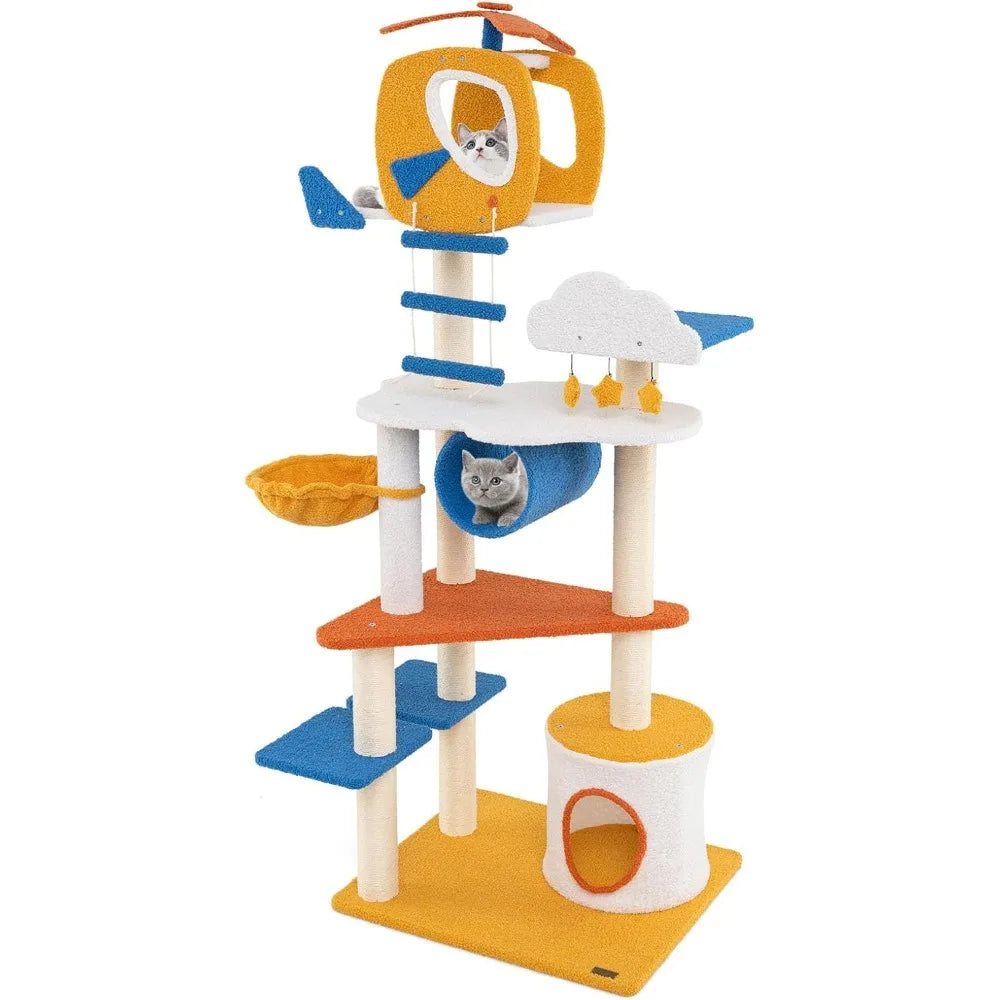 DAFIFY Aviation Themed Cat Tree Tower With Sisal Posts