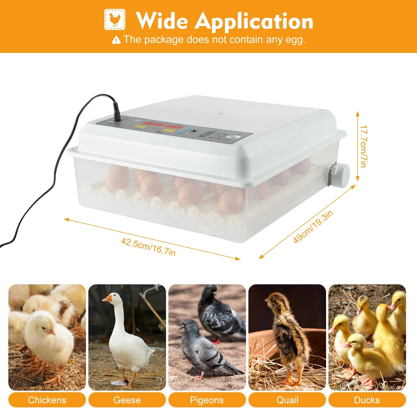 64 Egg Automatic Incubator With Turning Temperature Control Digital Display