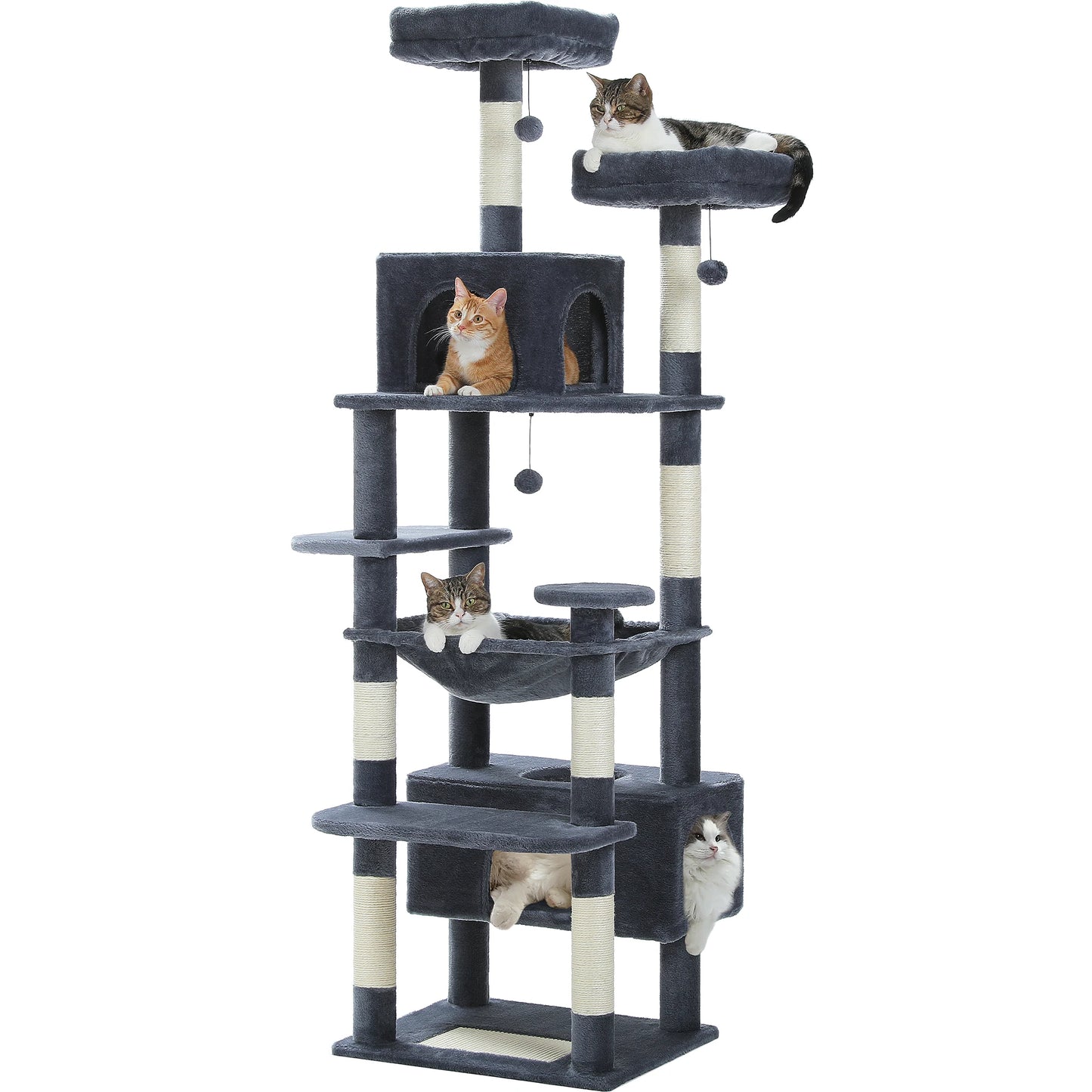 PEQULTI Multi Level Cat Tree Tower Scratching Posts Hammock Condo