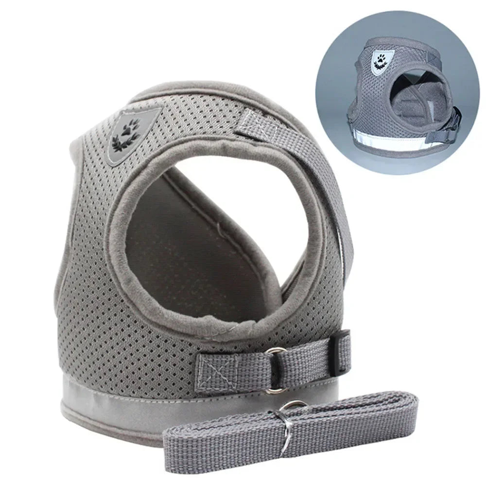 Cat Harness Leash Set Reflective Escape Proof Mesh Vest