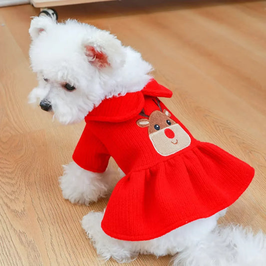 Pet Skirt Dress Winter Christmas Coat For Dogs Cozy