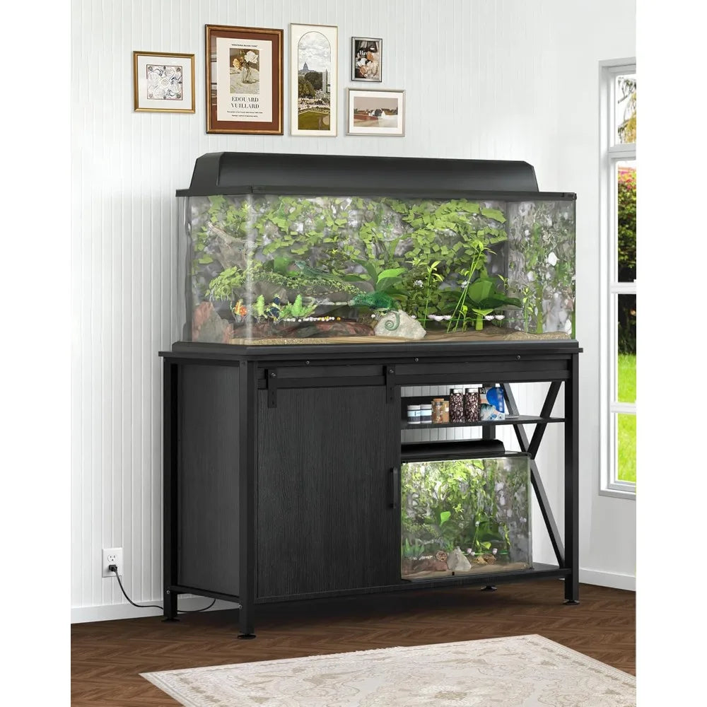 Heavy Duty Metal Aquarium Stand With Sliding Door And Power Outlet