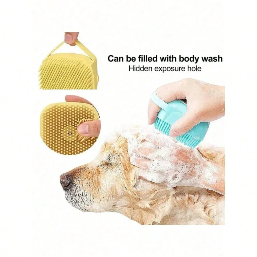 Silicone Pet Shampoo Brush With Dispenser For Dogs And Cats